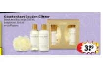 geschenkset gouden glitter