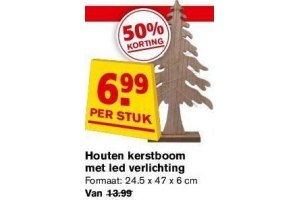 houten kerstboom met led verlichting