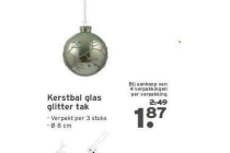 kerstbal glas glitter tak