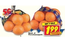 hand of perssinaasappels
