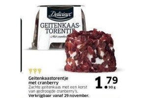 geitenkaastorentje met cranberry