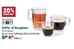 arcoroc koffie of theeglazen