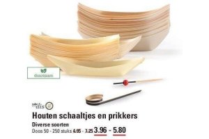 houten schaaltjes en prikkers