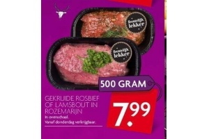 gekruide rosbief of lamsbout in rozemarijn