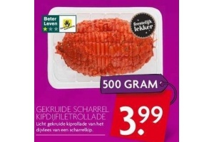 gekruide scharrel kipdijfiletrollade