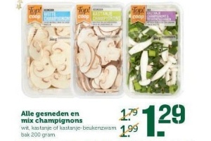 alle coop gesneden en mix champignons