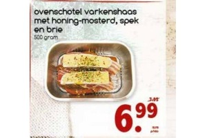 ovenschotel varkenshaas met honing mosterd spek en brie