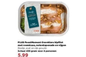 plus feestmoment ovenklare kipfilet met roomkaas notentapenade en vijgen