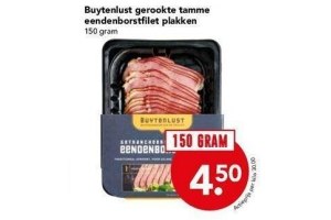 buytenlust gerookte tamme eendenborstfilet plakken