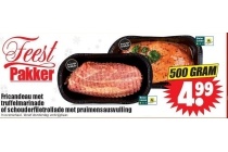 fricandeau met truffelmarinade of schouderfiletrollade met pruimsausvulling