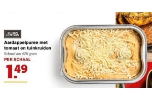 aardappelpurree met tomaat en tuinkruiden