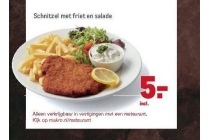 schnitzel met friet en salade