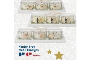 houten tray met 3 kaarsjes