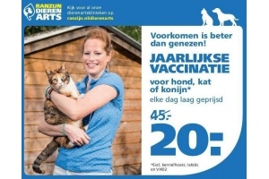 jaarlijkse vaccinatie voor hond kat of konijn