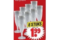 duni kunststof champagneglazen met glitters