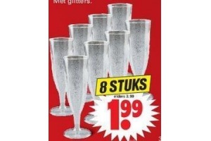 duni kunststof champagneglazen met glitters