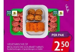 vegetarische of biologische gourmet mini s