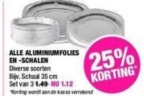 alle aluminiumfolies en schalen