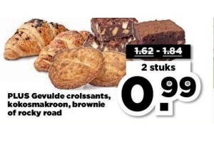 plus gevulde corissants kokosmakroon brownie of rocky road