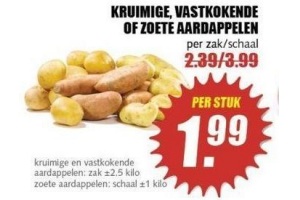 kruimige vastkokende of zoete aardappelen