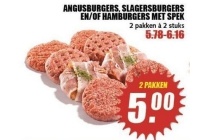 angusburgers slagersburgers en of hamburgers met spek