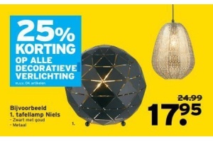 25 korting op alle decoratieve verlichting