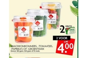 snackkomkommers tomaatjes paprika s of groentemix