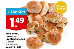mini witte tarwe of krentenbolletjes