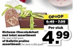 richesse chocoladehart met tekst assortiment of ballotin praline assortiment