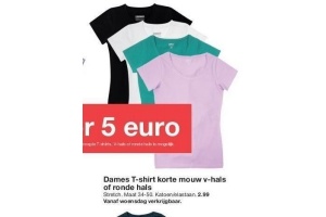 dames t shirt korte mouw v hals of ronde hals