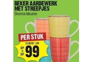 beker aardewerk met streepjes