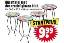 bijzettafel met decoratief glazen blad