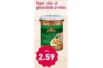 peper chili of geroosterde ui vlees