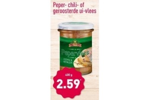 peper chili of geroosterde ui vlees