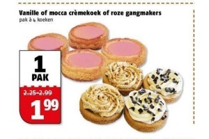 vanille of mocca cremekoek of roze gangmakers