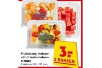 fruitsalade meloenmix of watermeloenblokjes