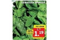 gewassen spinazie