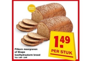 fitkorn meergranen of shape koolhydraatarm brood