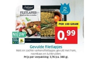 delicieux gevulde filetlapjes 380g