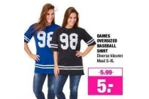 dames oversized baseball shirt