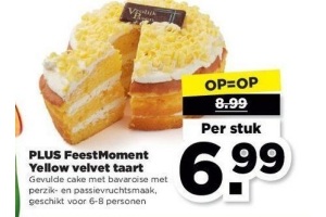 plus feestmoment yellow velvet taart