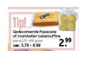 gedecoreerde paascake of roomboter cakemuffins