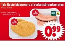 1 de beste kipburgers of varkensbraadworsten