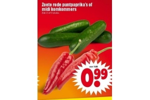 zoete rode puntpaprika s of midi komkommers