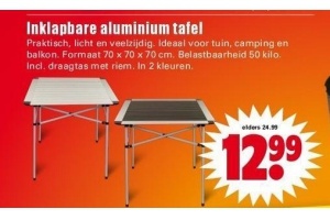 inklapbare aluminium tafel 70x70x70 cm