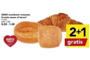 deen roomboter croissant krustie sesam of tarwe 2 1 gratis