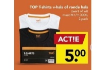 top t shirts v hals of ronde hals