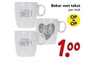 beker met tekst