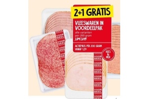 vleeswaren in voordeelpak nu 2 1 gratis