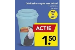 drinkbeker vogels met deksel